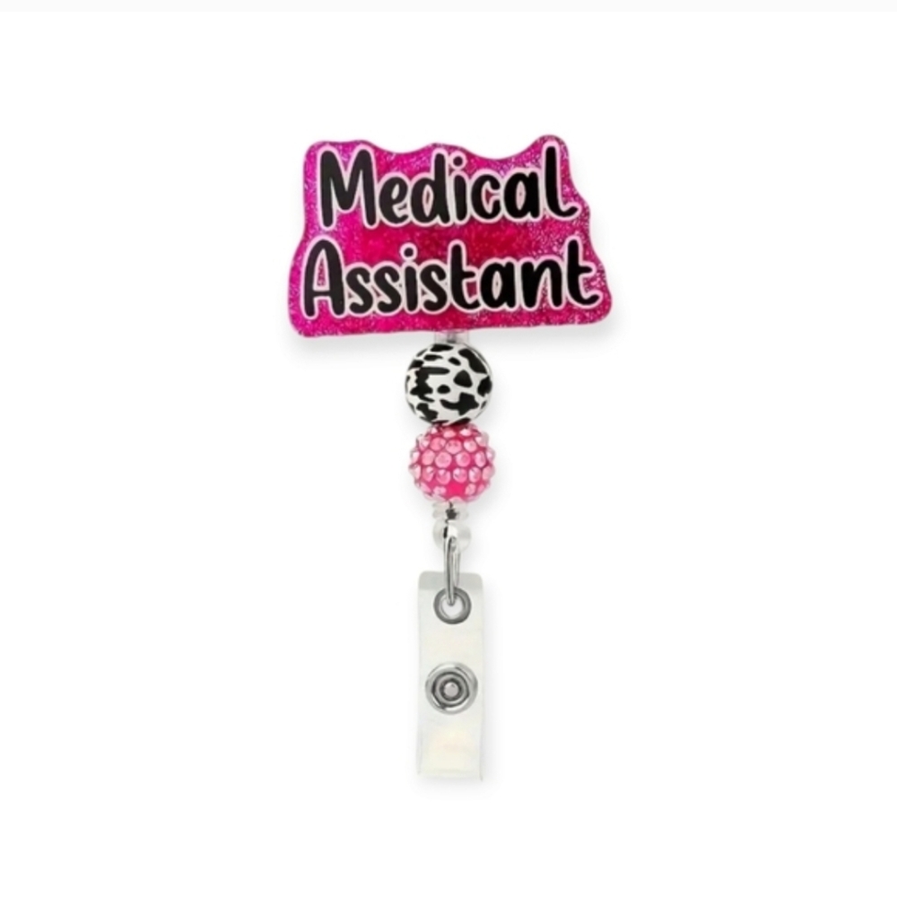 Pink Medical Assistant Badge Reel Nurse